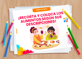 Recorta y coloca los alimentos según sus descripciones - LaCardio Kids 