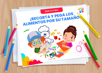 ¡Recorta y pega los alimentos por su tamaño! - LaCardio Kids 